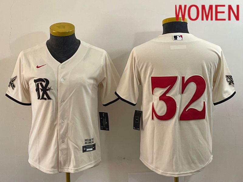 Women Texas Rangers #32 No Name Cream Game Nike 2023 MLB Jersey style 1->women mlb jersey->Women Jersey